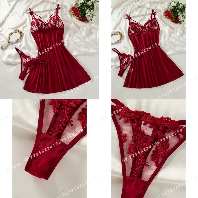 Wine & Beer Hydrometer - Camisón semitransparente para mujer, color rojo
